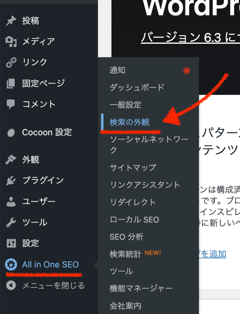 all in one seoの「検索の外観」