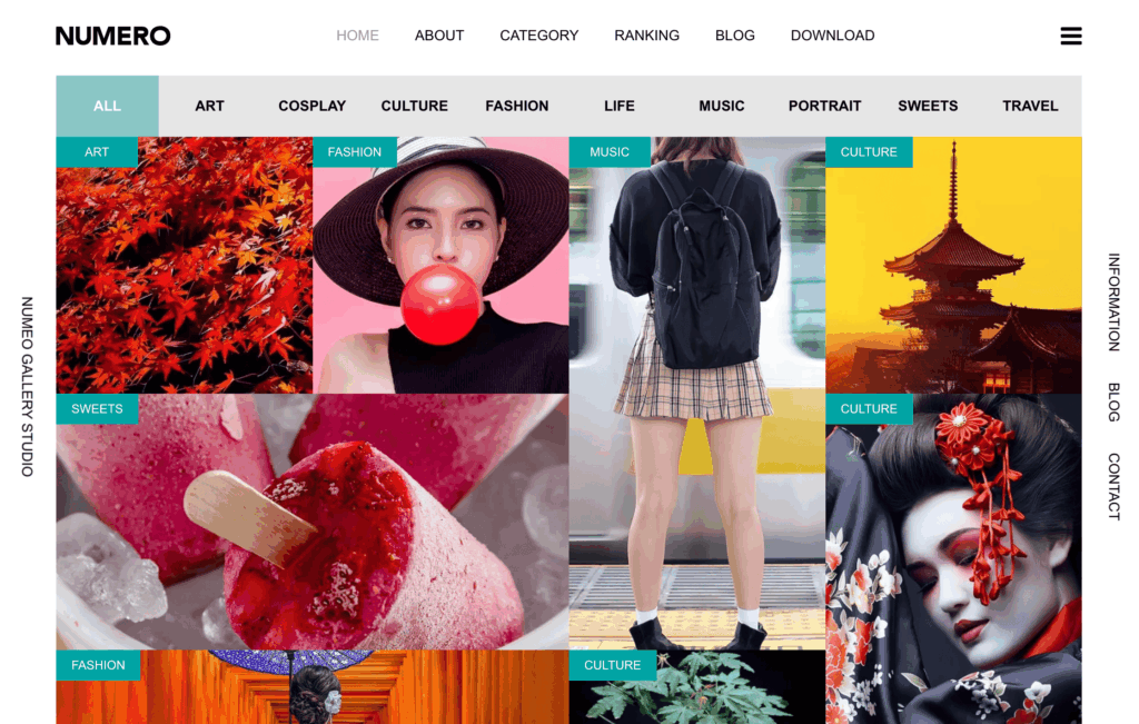 wordpressテーマNUMEROのデモサイト